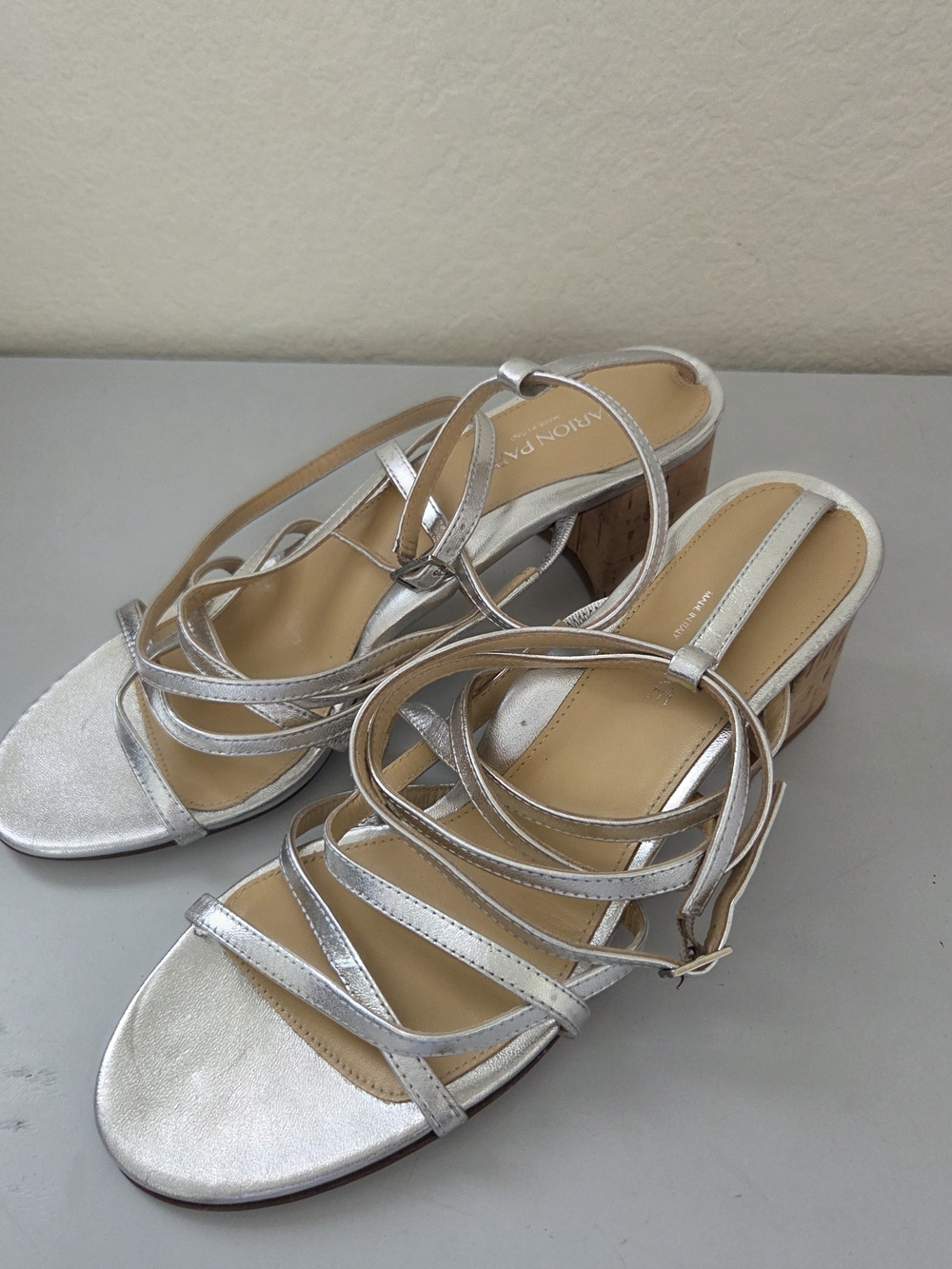 Marion Parke Bianca Strappy Leather Sandals In Silver